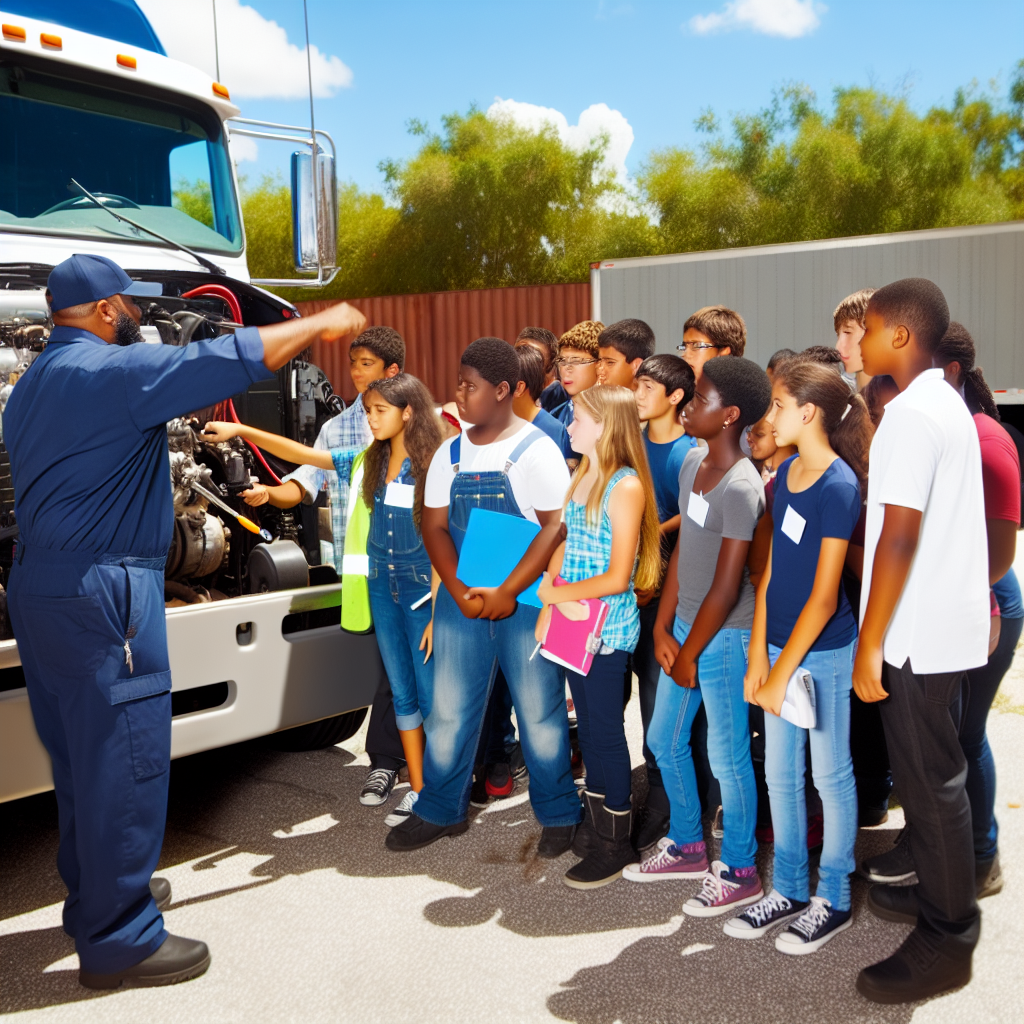 Students Engaging with Truck Operator