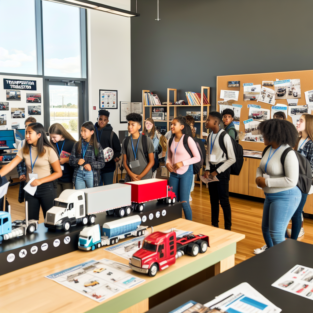 Students Exploring Trucks