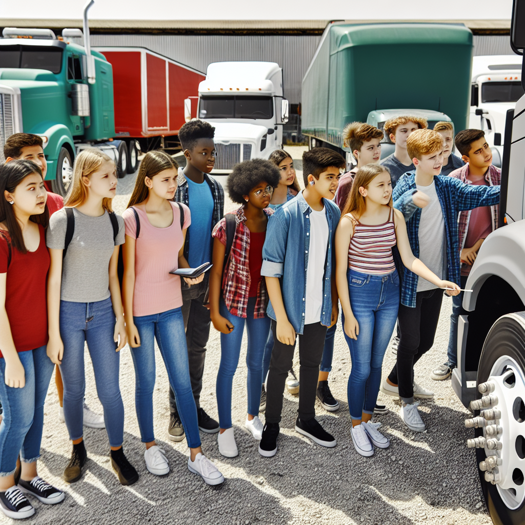 Students Exploring Trucks