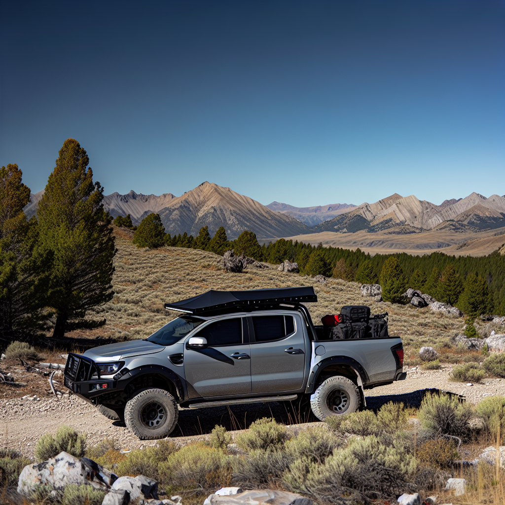 A lightweight truck topper in an outdoor setting