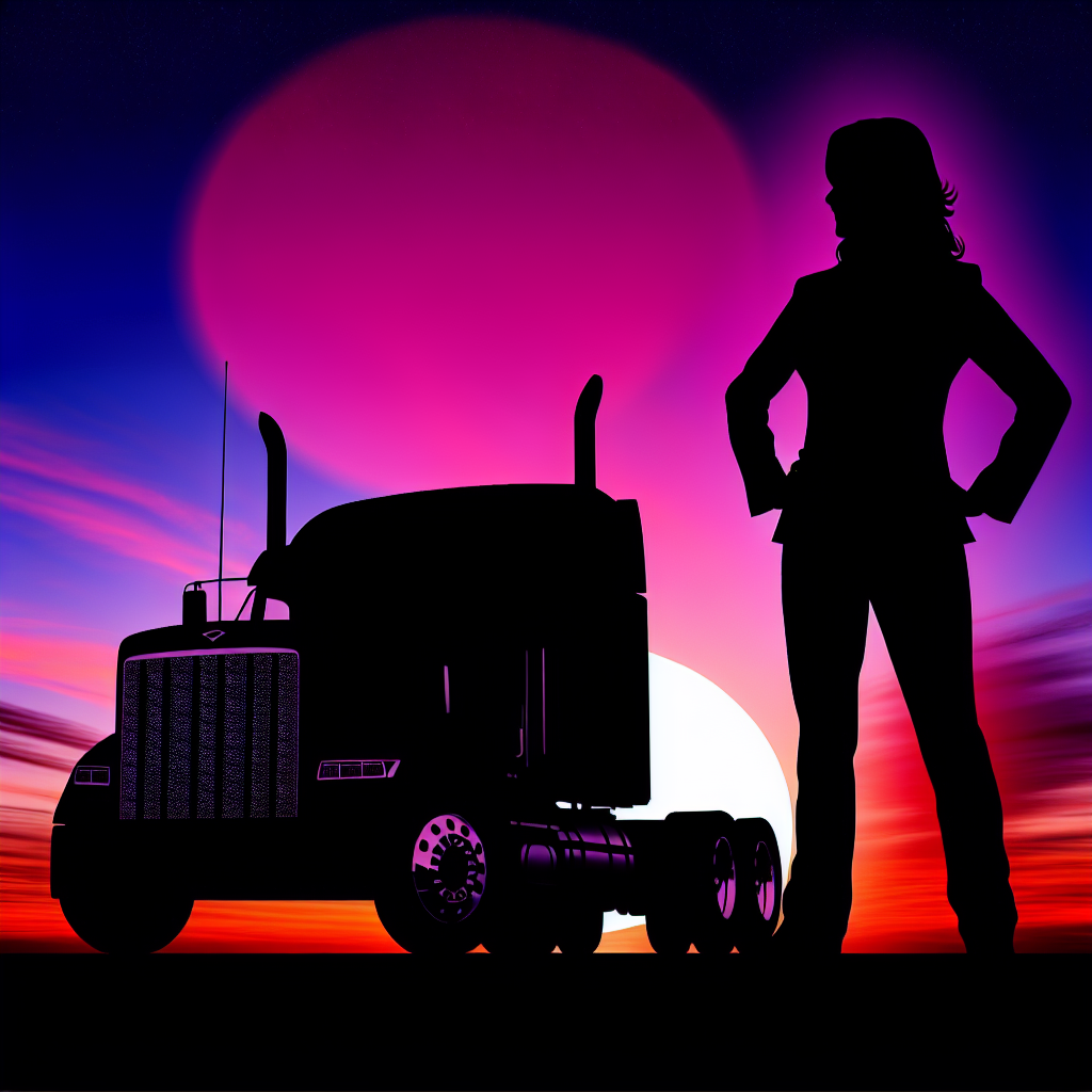 Silhouette of a woman truck driver advocating for change in the trucking industry