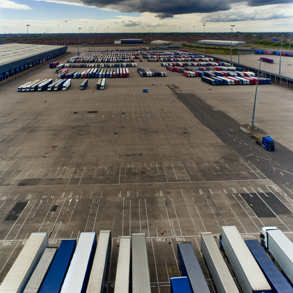 Empty freight yard symbolizing excess capacity in the trucking industry