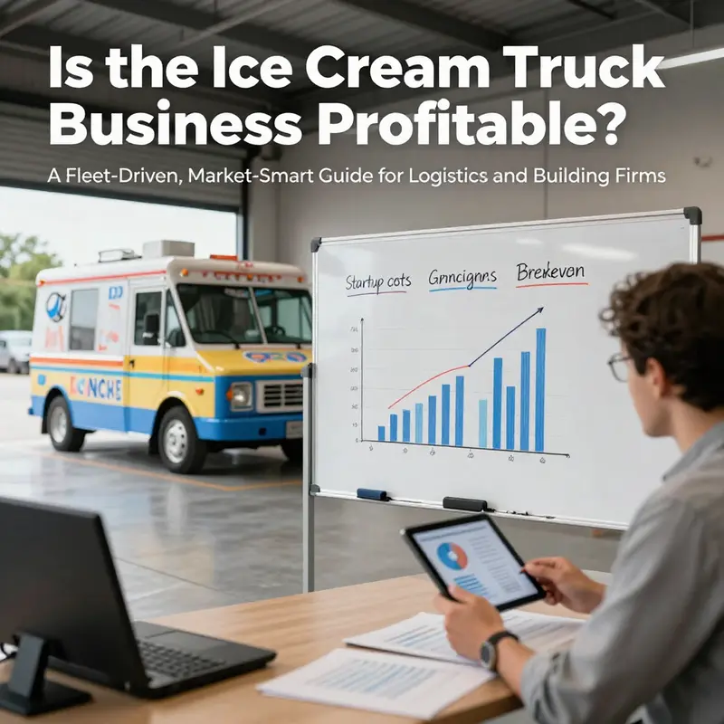 Economic viability visuals: startup costs, margins, and breakeven analyses for mobile ice cream operations.