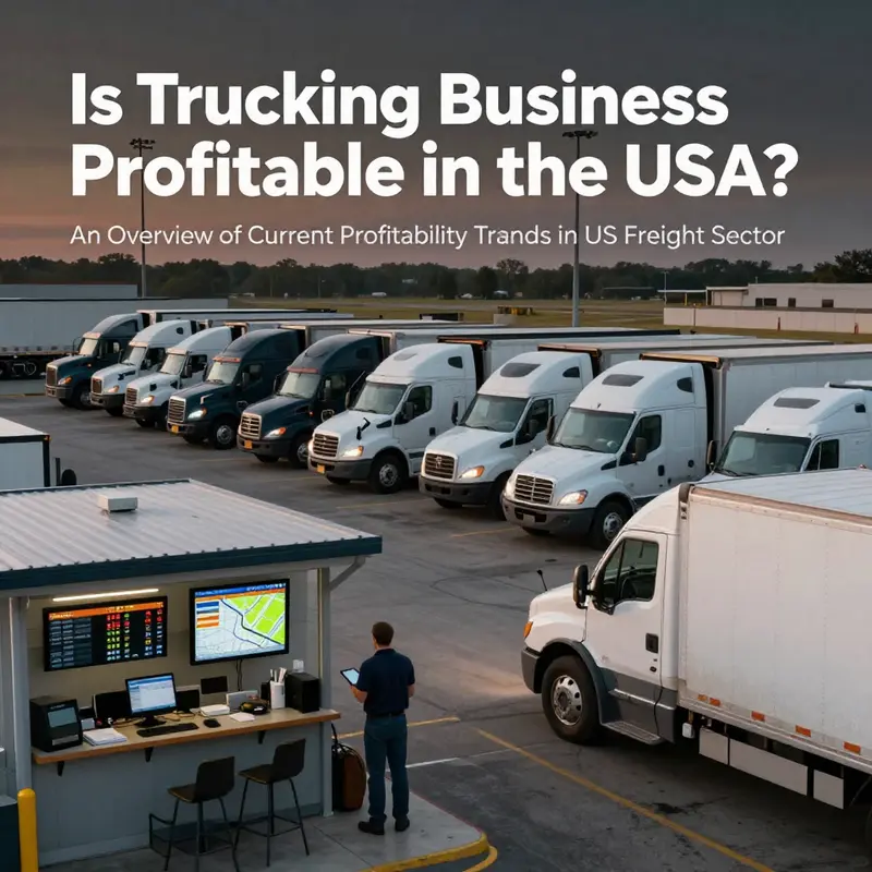 Regional truck terminal at dawn: operations staff review rate indexes and equipment as the industry navigates narrow margins.