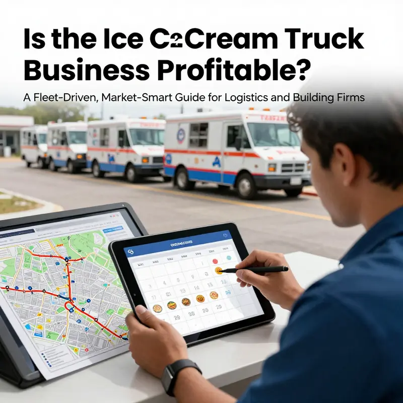 Economic viability visuals: startup costs, margins, and breakeven analyses for mobile ice cream operations.