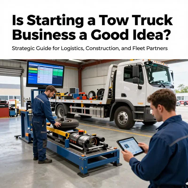 Tow truck engagement at a logistics hub highlights demand and niche opportunities for fleet partnerships.
