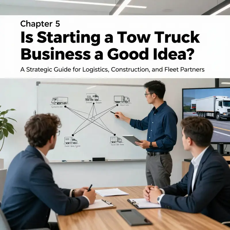 Tow truck engagement at a logistics hub highlights demand and niche opportunities for fleet partnerships.