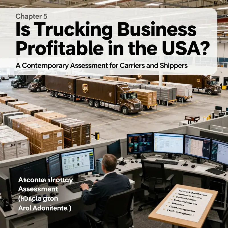 Regional truck terminal at dawn: operations staff review rate indexes and equipment as the industry navigates narrow margins.