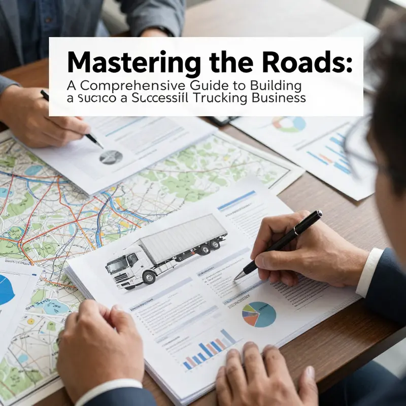 A business professional analyzing a trucking business plan, showcasing the importance of strategic planning.