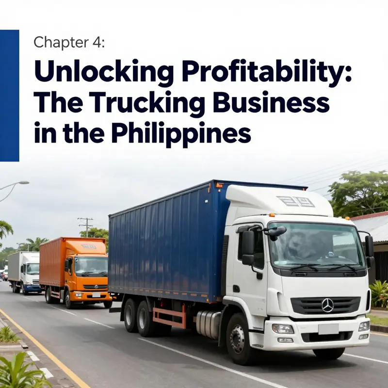 A busy truck yard in the Philippines illustrating the economic activity associated with the trucking industry.