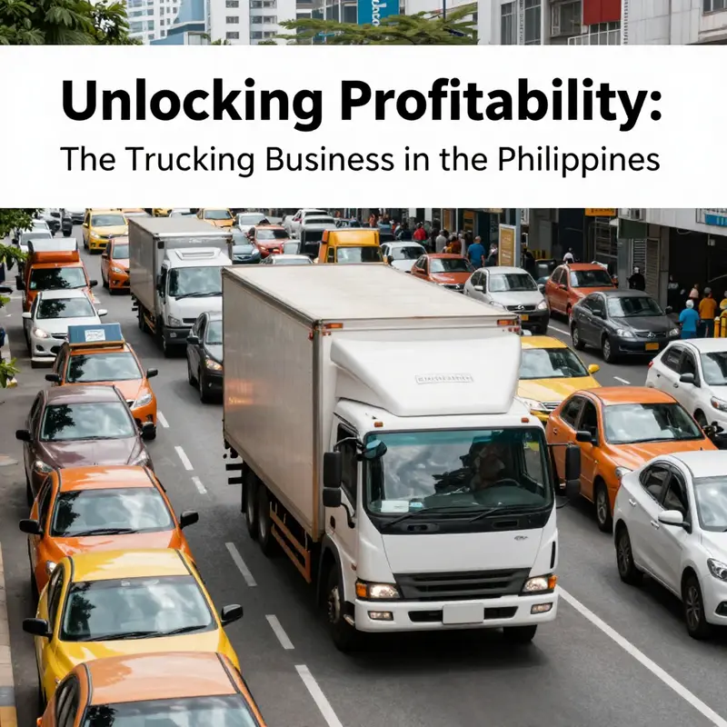 A busy truck yard in the Philippines illustrating the economic activity associated with the trucking industry.