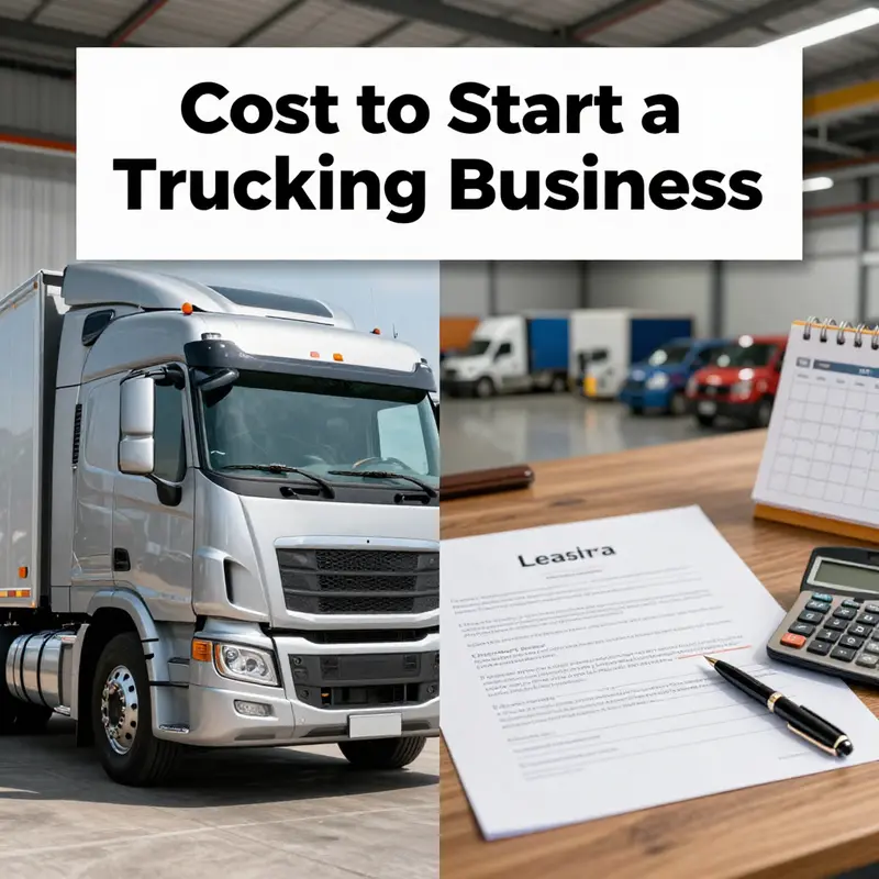 Visual contrasts the capital outlay of buying new or used trucks versus the predictable ongoing payments of leasing, with illustrative ranges for quick budgeting.