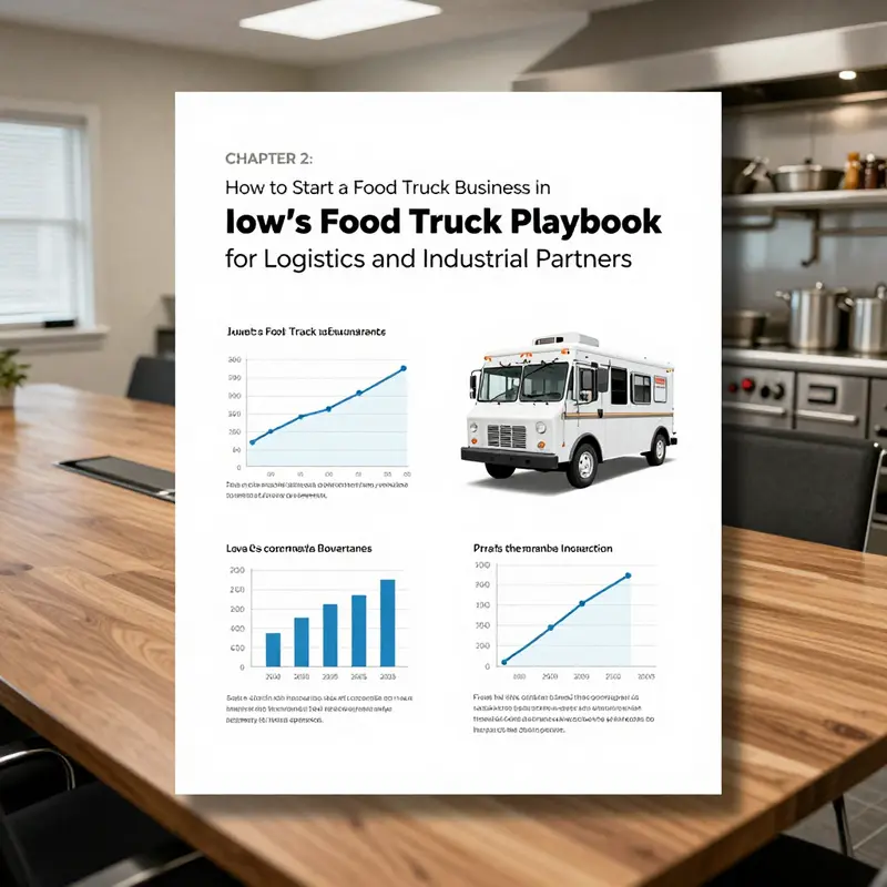 Chapter 1 image illustrating licensing and health compliance processes for Iowa mobile food units in a commissary setting.