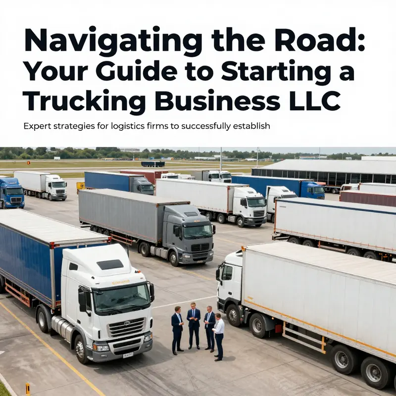 A busy trucking terminal with trucks and professionals engaged in logistics activities.