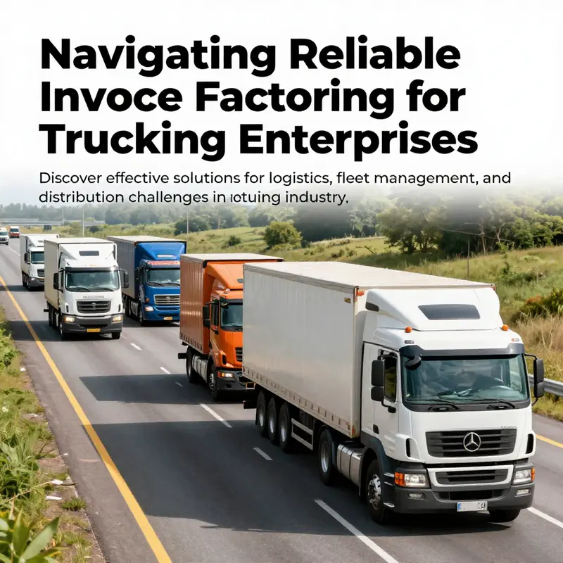 A diverse fleet of trucks driving down a highway, representing the trucking industry's path to financial reliability.