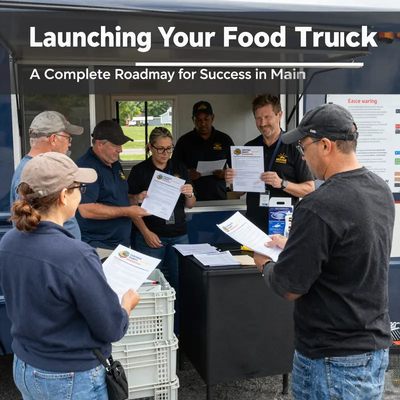 An entrepreneur preparing to apply for a business license essential for launching a food truck in Maine.