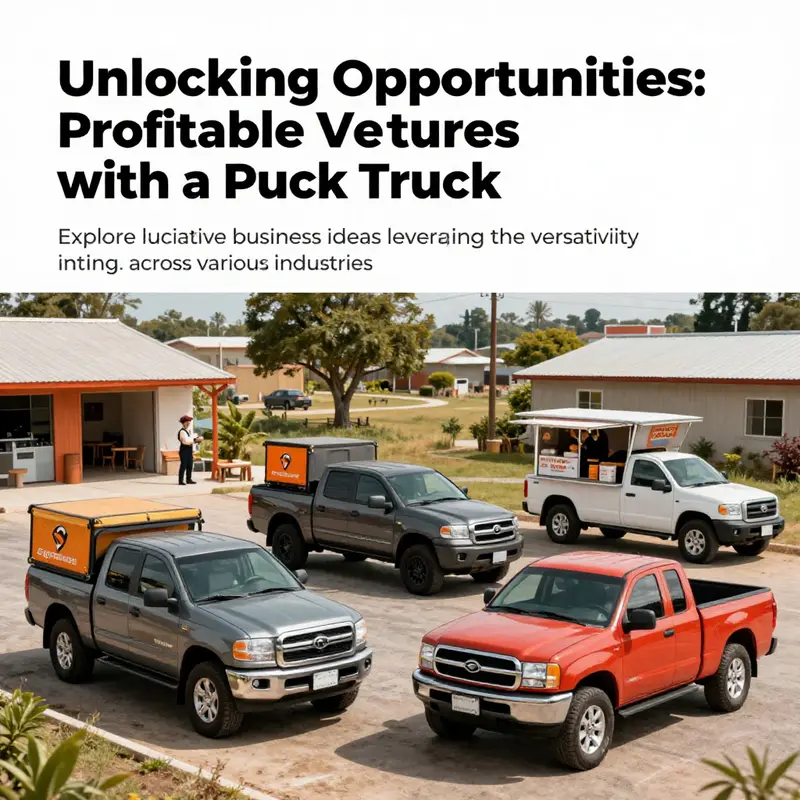 A collection of pickup trucks in urban and rural business activities, representing diverse entrepreneurial opportunities.