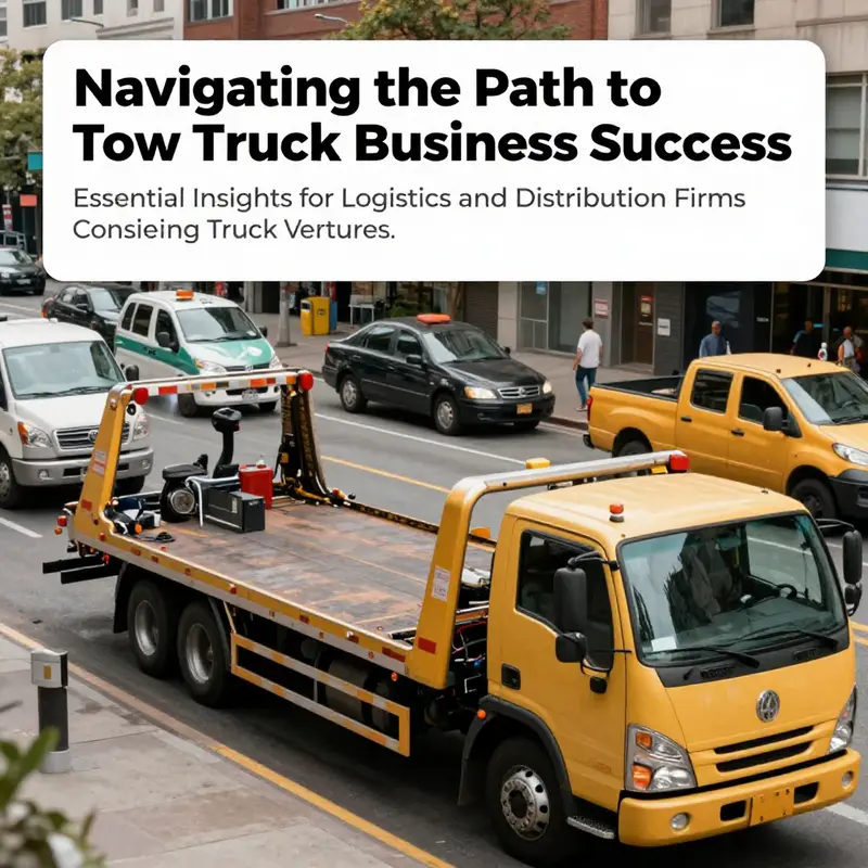 Flatbed tow trucks parked in a busy urban setting, representing the demand and opportunities within the tow truck industry.