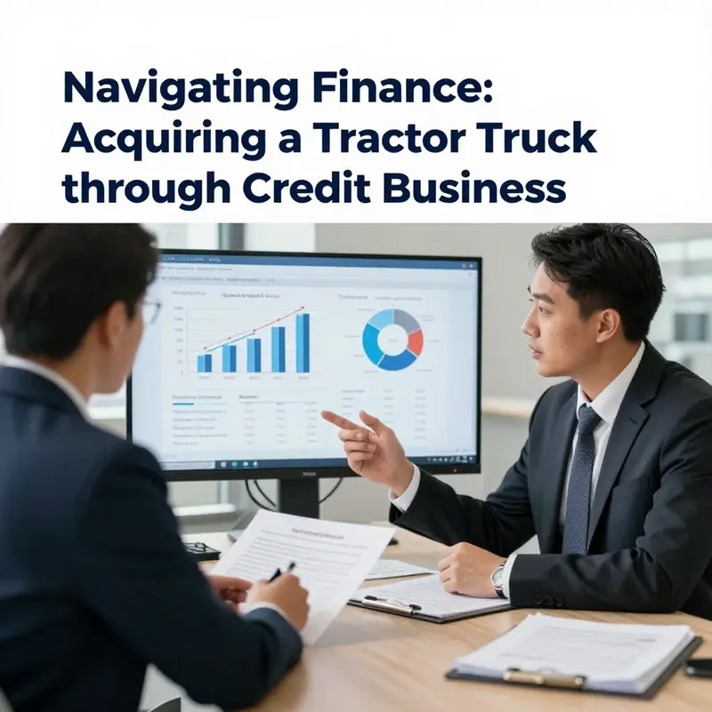 A logistics manager exploring tractor financing options with a financial advisor to enhance fleet capabilities.