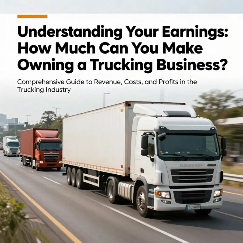 An exciting depiction of trucks on the road and logistics operations, symbolizing opportunities in the trucking business.