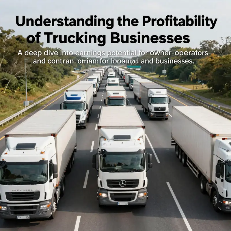 Modern trucking fleet on a busy highway, showcasing the importance of the trucking business.