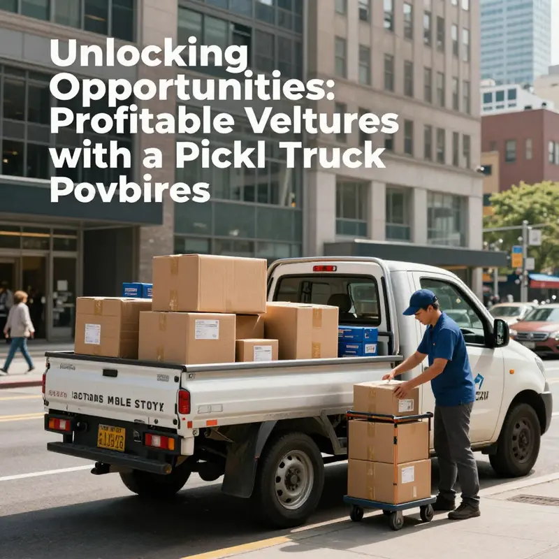 A pickup truck facilitating last-mile delivery in a bustling urban environment.