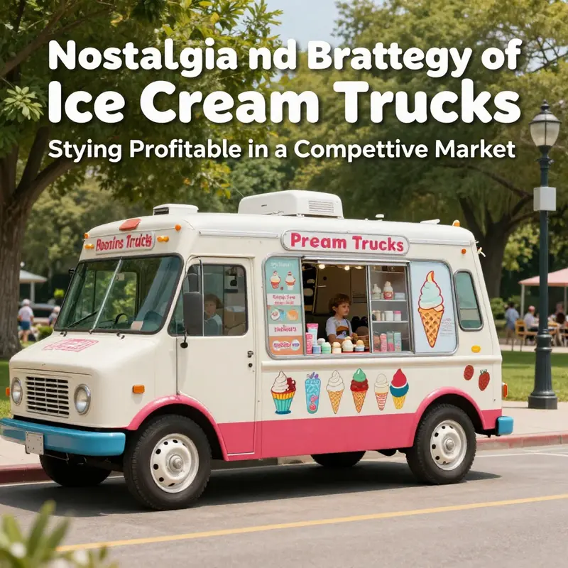 A charming vintage ice cream truck captivating visitors with its nostalgic branding.