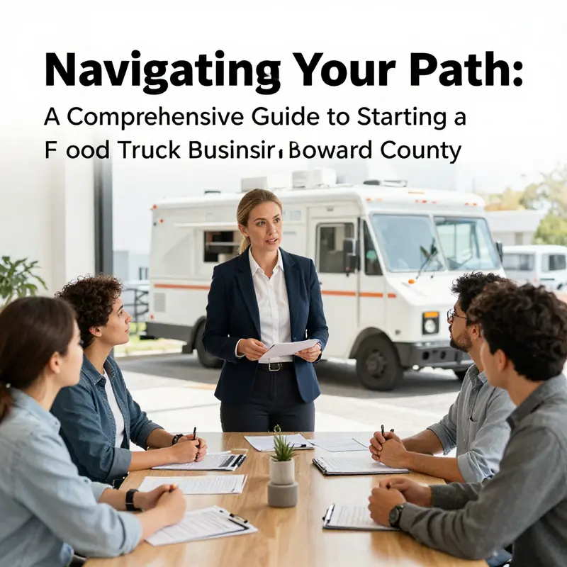 A food truck showcasing a diverse menu on a busy Broward County street, reflecting the importance of a unique business concept.