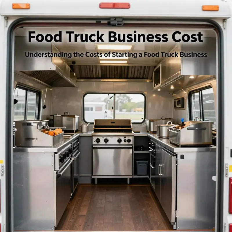 A food truck attracting customers, illustrating the various costs involved in setting up a successful business.
