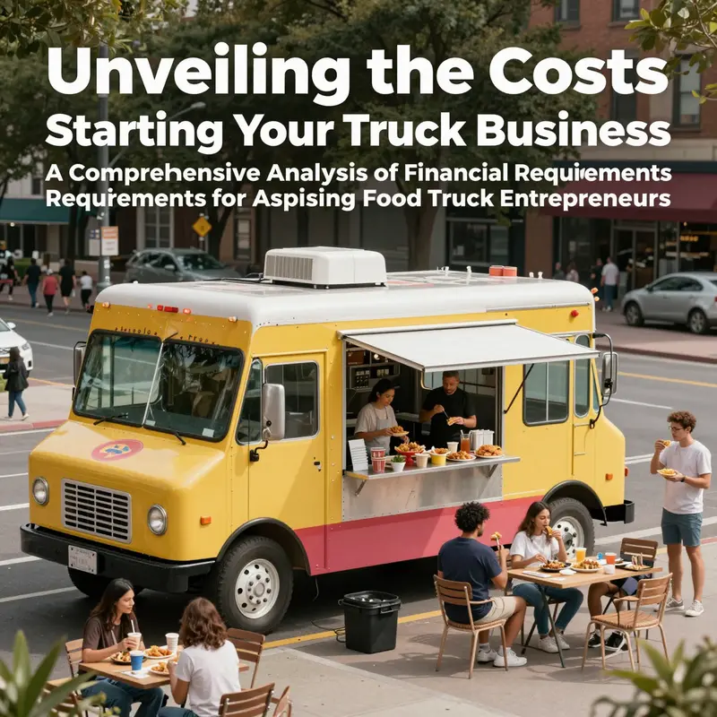 A food truck in a lively urban area, filled with customers enjoying their meals and creating a bustling atmosphere.