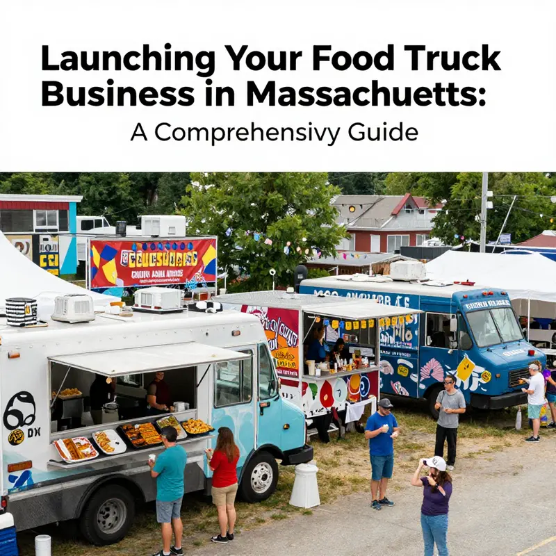 A lively food truck festival in Massachusetts with various food options and satisfied customers.