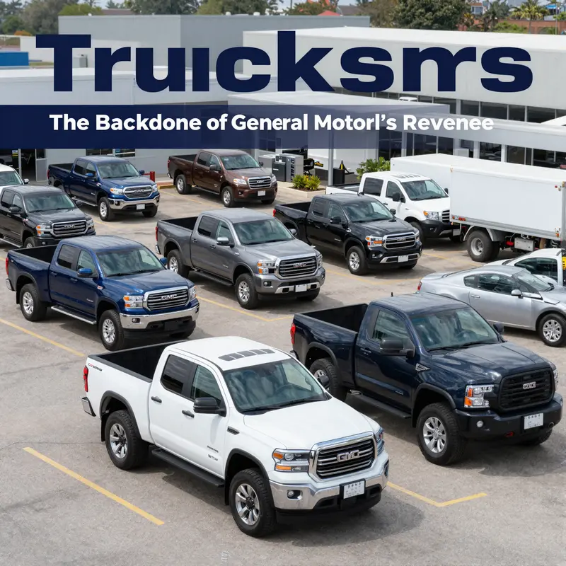 GM dealership featuring a diverse range of trucks, highlighting their role in the company’s revenue.