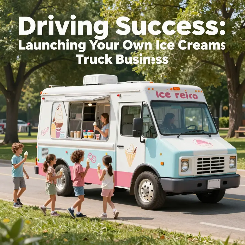 An ice cream truck in a park with children enjoying their ice cream with smiles.