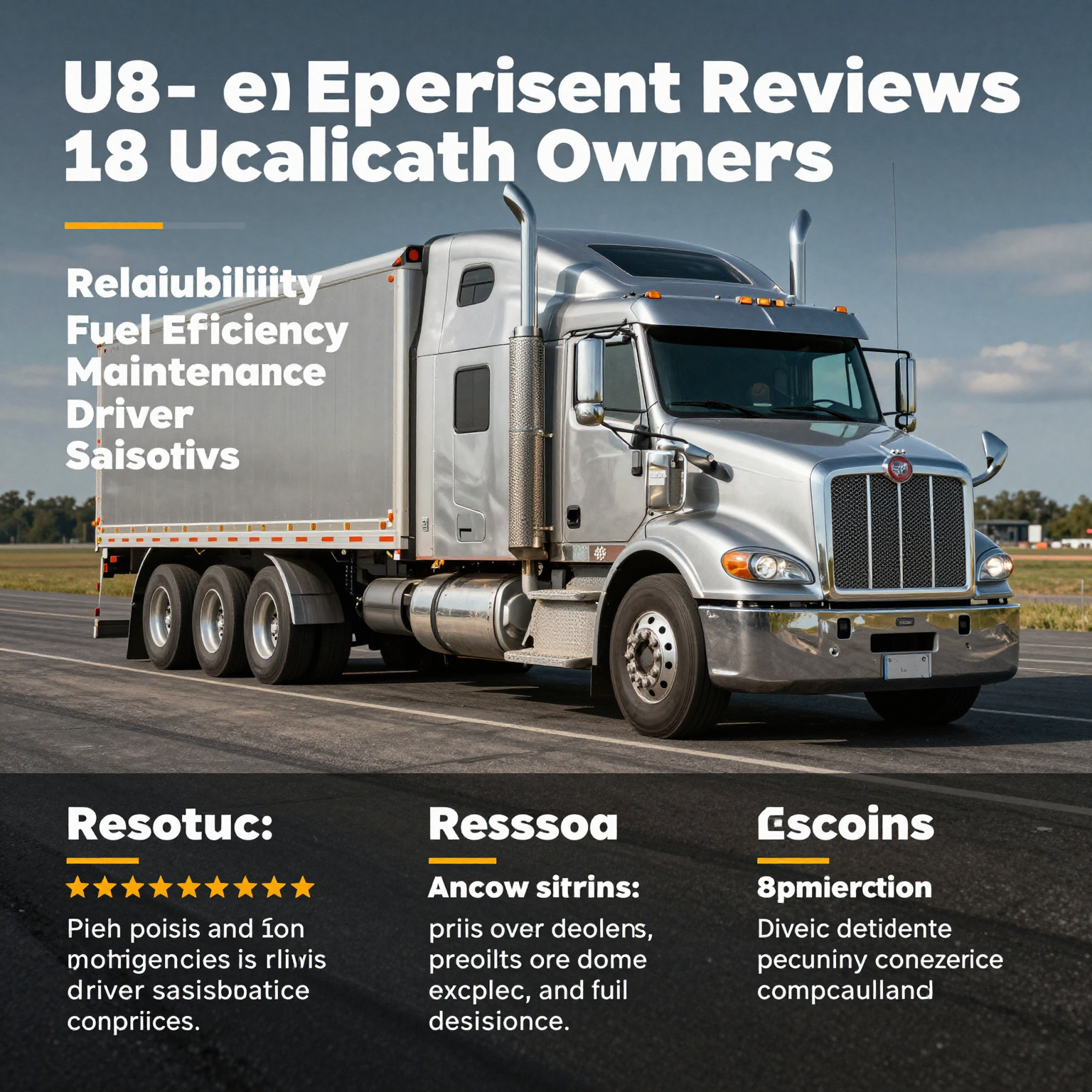 Infographic summarizing user experience reviews of 18-wheeler truck owners