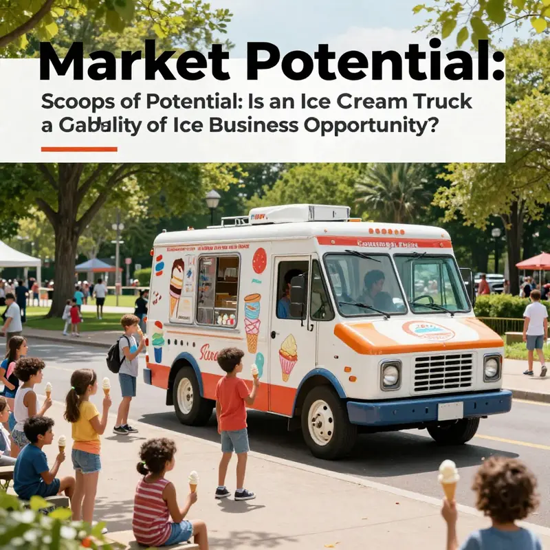 A lively market scene showcasing the appeal and engagement of an ice cream truck in a community setting.