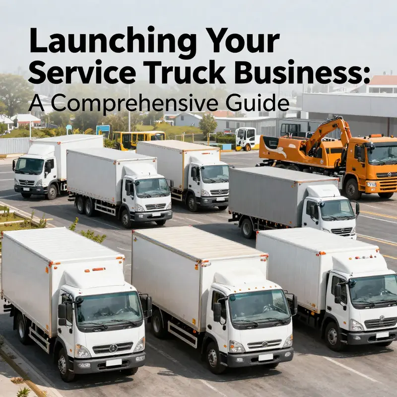 A range of service trucks from different industries showcasing the potential for a service truck business.
