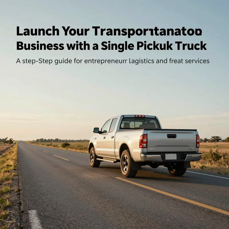 A pickup truck driving along an open road, emblematic of starting a new business venture in transportation.