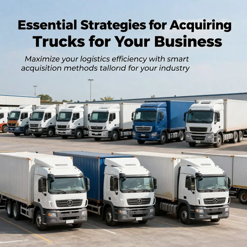 A collage showing various types of trucks at a logistics center, illustrating readiness for diverse business solutions.