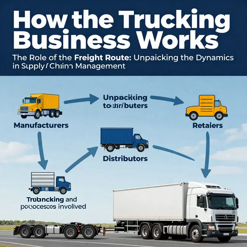 Visual representation of the trucking industry’s role in the supply chain, illustrating the transportation flow from manufacturers to consumers.