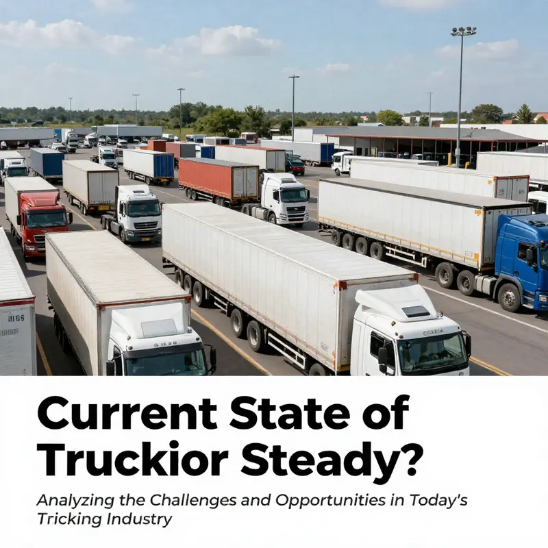 A lively trucking hub featuring numerous trucks in operation, representing the trucking industry's current state