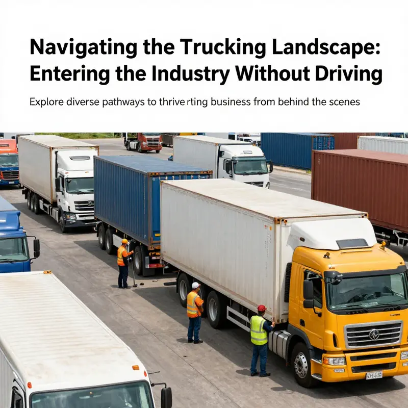 A diverse group of professionals working together in a trucking hub, highlighting non-driving roles in the industry.