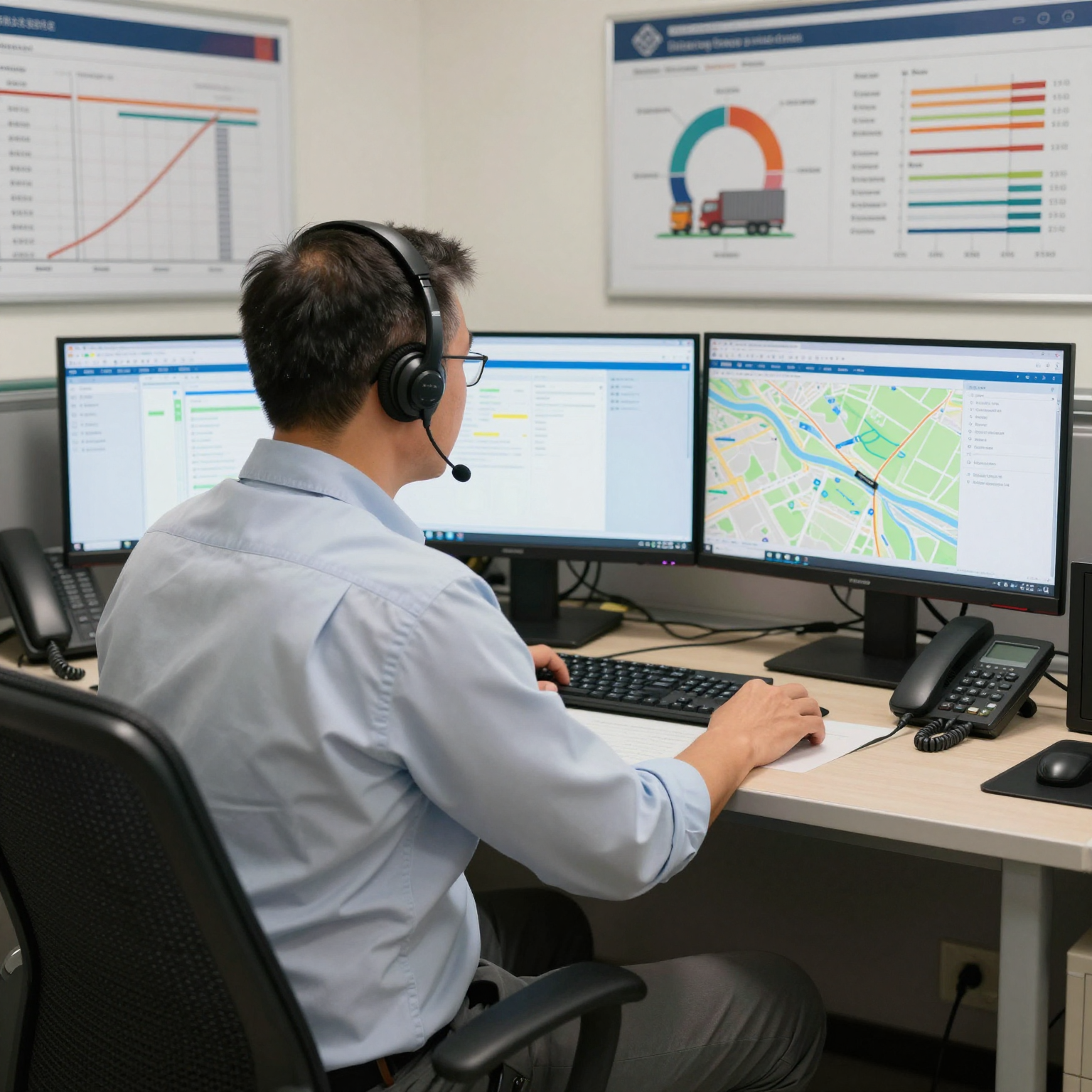 Dispatcher at work in an office environment